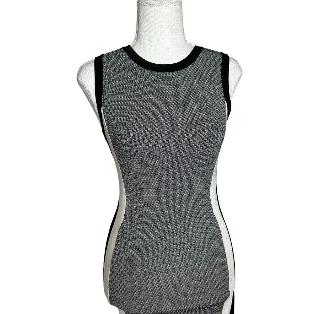Karen Millen XS Sleeveless Expo Zip Long Bodycon Wiggle Pencil Side Stripe Dress - Picture 10 of 14